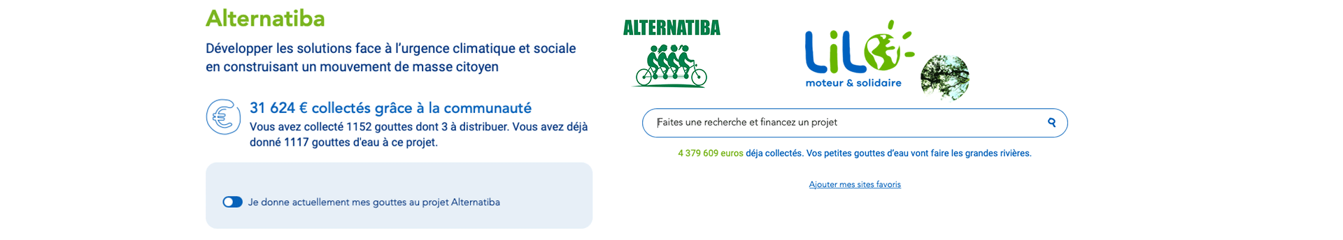 Donne tes goutes à Alternatiba avec Lilo