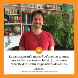 Nicolas est membre du groupe Alternatives Territoriales de Rosny-Sous-Bois.