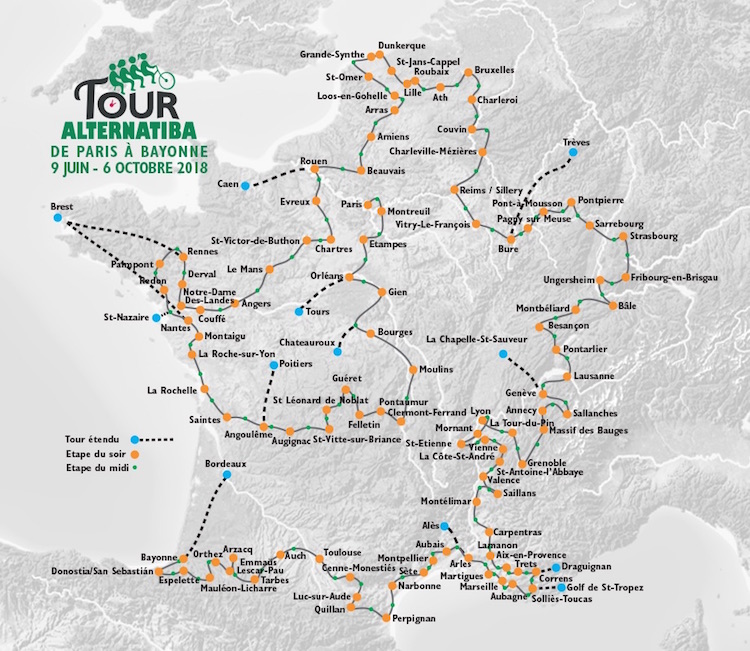 Les étapes du Tour Alternatiba 2018